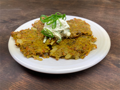 beet-latkes-with-goat-cheese