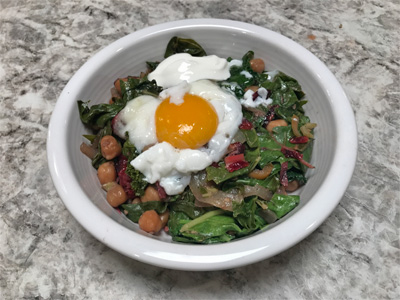 swiss-chard-and-chickpeas-with-poached-egg