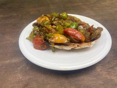 tomatoes-pepper-and-eggplant-over-crusty-bread
